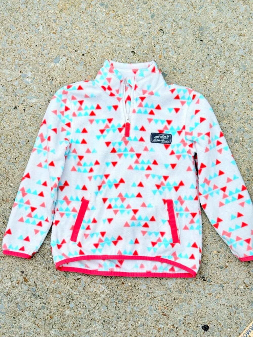 Eddie Bauer Girls XS 5/6 Triangle Fleece Pullover Gorpcore Outdoorsy Preppy 4281